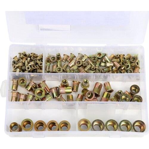 165x Zinc Plated Carbon Steel Rivet Nut Threaded Insert Nutsert M3/4/5/6/8/10/12