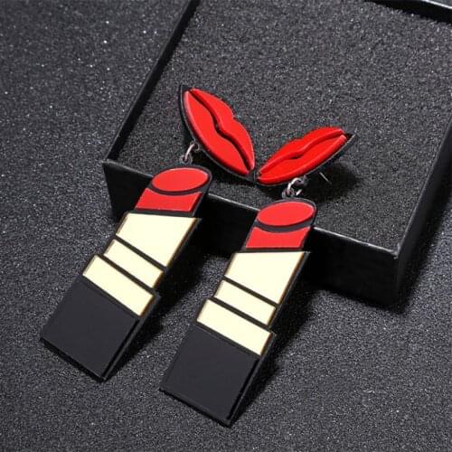 2021 New Acrylic Earrings Women Jewelry Lip Lipstick Punk Style Dangle Fashion Long Drop