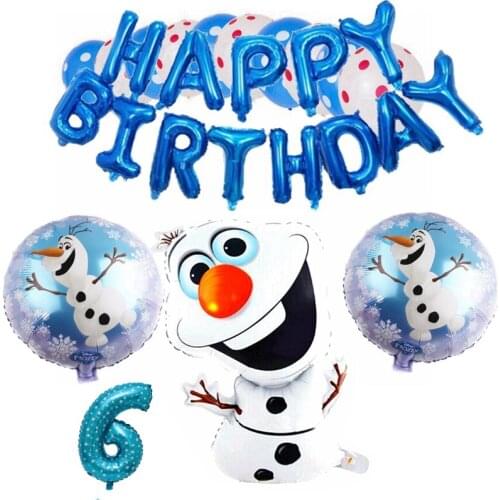 29pcs/Lot Disney Frozen Cartoon Olaf Kids Birthday Baby Shower Deocration Number Foil Dot Latex Balloons Set Package Supplies