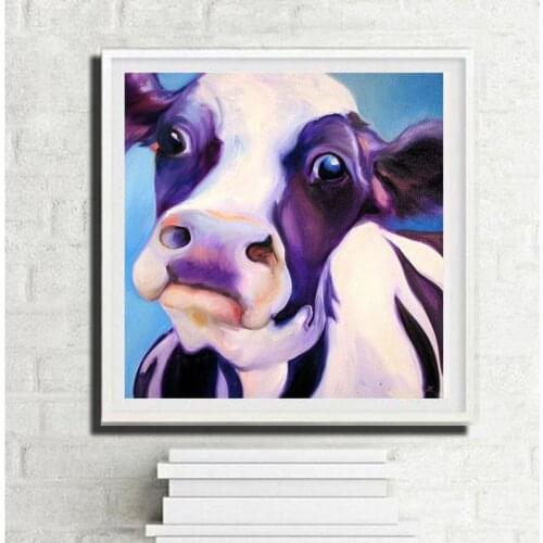 5D DIY Diamond Painting Lovely cow Cross Stitch Animal Full Drill Resin Round Diamond Embroidery Diamond Mosaic Home decor AS376