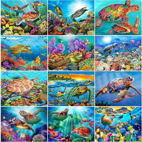 EverShine 5D Diamond Mosaic Aniaml Full Drill Square Diamond Painting Sea Turtle Rhinestones Embroidery Cross Stitch Home Decor
