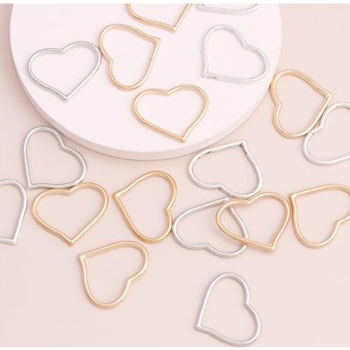 10pcs Big Hollow Hearts Beads Charms Connectors for DIY Making Bracelets Necklaces 26x23mm Two Color Handmade Jewelry Accessorie