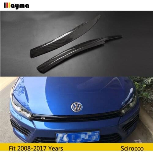Carbon fiber Headlight Eyebrow Eyelids Stickers Trim Cover for Volkswagen Scirocco R GTS 2008-2017 Accessories Car Styling 2pcs