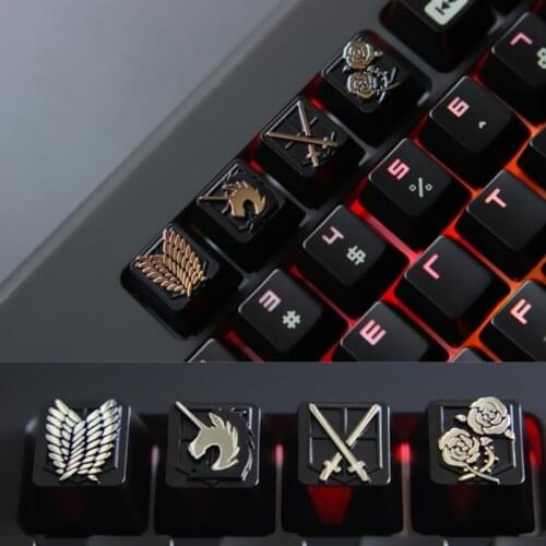 DIY Keycaps Anime Zinc-aluminum mechanical keyboard key cap for Attack on Titan Personalization PC mechanical keyboard R4 height