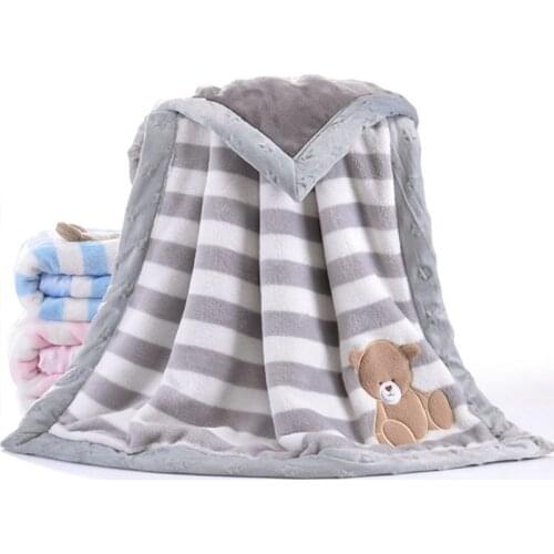 Kiddiezoom Flannel Baby Blanket Cartoon Animal Print Newborn Boy Girl Bedding Stuff Newborn Accessories Blankets Warm 75*100CM