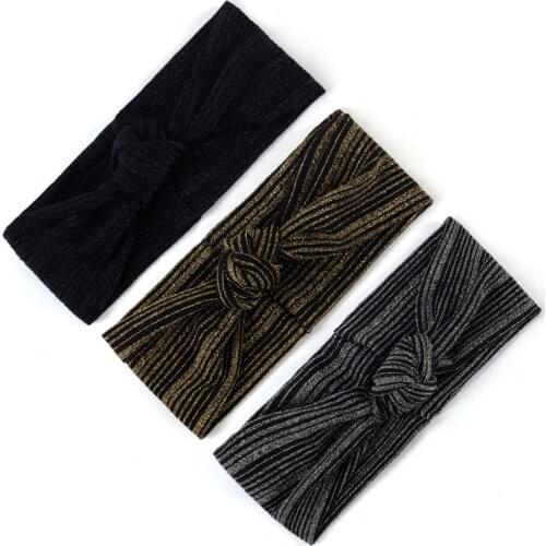 Geebro Fashion Stripe Women Headband Twist Knitted Turban Twisted Knotted Headwrap Girls Hairband Hair Accessories