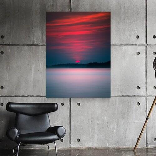 Canvas Print Paintings Wall Art Posters Lake Sunset Modular Landscape Cuadros Home Decors Picture for Living Room No Framework