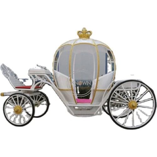 Exquisite Four Wheel Marathon Horse Cart Carriage Mini Garden Pedal Horse Cart Princess Style Trailer With Spare Parts