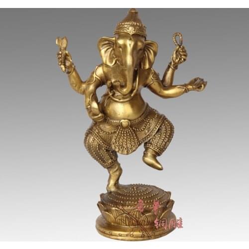 China Feng Shui Brass Ferocious Hui Feng Lion King Animal Statue sculpture Home metal decor