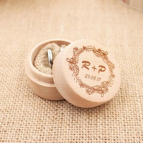 Personalized Rustic Ring Bearer Box Custom Wedding Ring holder vintage Wedding Ring Bearer Pillow Box, Engraved Wooden Ring Box