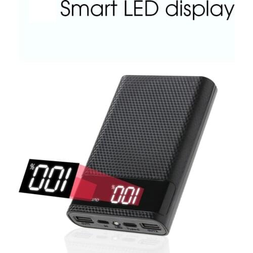 LED Display 5V Power Bank 18650 Battery Case Dual USB Type C Battery Shell Box For IPhone X Samsung S10 DIY Mobile Phone Charger