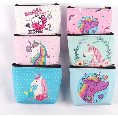 1PC Girl Kids Coin Purses Holder Kawaii Animal Unicorn Flamingo Women Mini Change Wallets Money Bag Children Zipper Pouch Gift