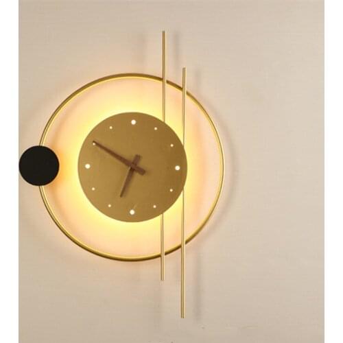 Creative aisle bedroom living room background wall decoration wall sconce lighting Nordic art clock design led wall lamp