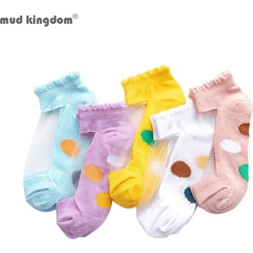 Mudkingdom 5 Pairs/lot 1 to 12 Yrs Summer Girls Socks Fashion Lace Bow 3D Heart Animals for Boy Sock Breathable Kids Socks
