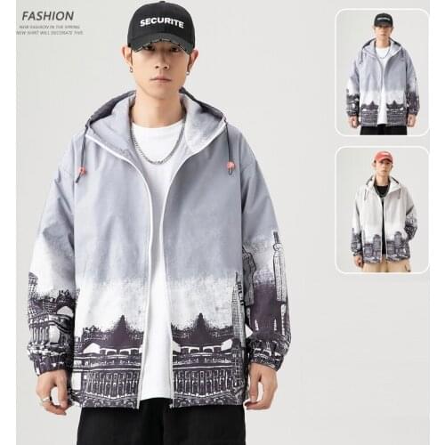 Hawaifish brand Jacket men spring and autumn Korean fashion trend casual coat new style high quality hooded tooling clothe