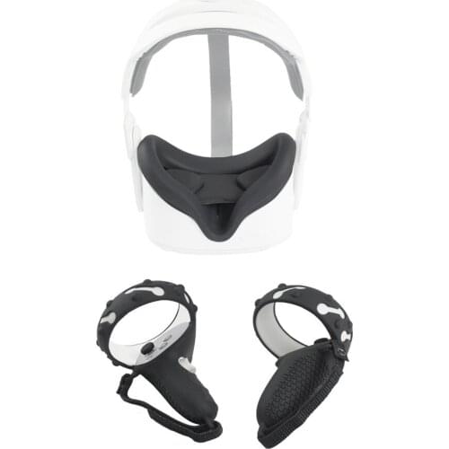 Soft Silicone Eye Mask Cover Anti-sweat Handle Protective Sleeve Joystick Caps Set for Oculus Quest 2 VR Glasses Accessories