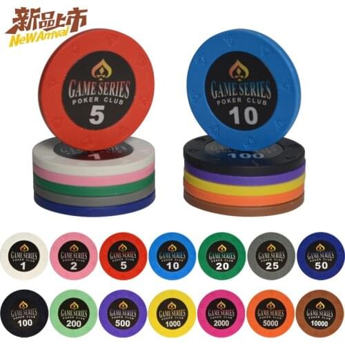 25 PCS/LOT 14g Casino Crown Entertainment Black Jack Monte Carlo Clay Metal Diamond monochrome Poker Chip Sets