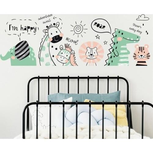 Hand drawn cartoon cute animal wall stickers, modern art murals, environmentally friendly removable PVC stickers Still life