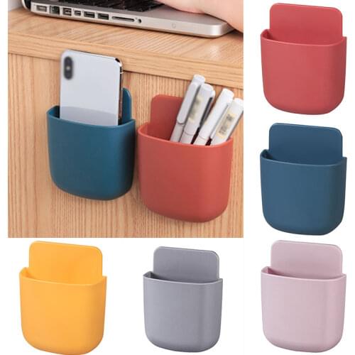 1pcs Wall Mounted Storage Box Remote Control Storage Organizer Case For Mobile Phone Plug Holder Stand Rack kawaii storage
