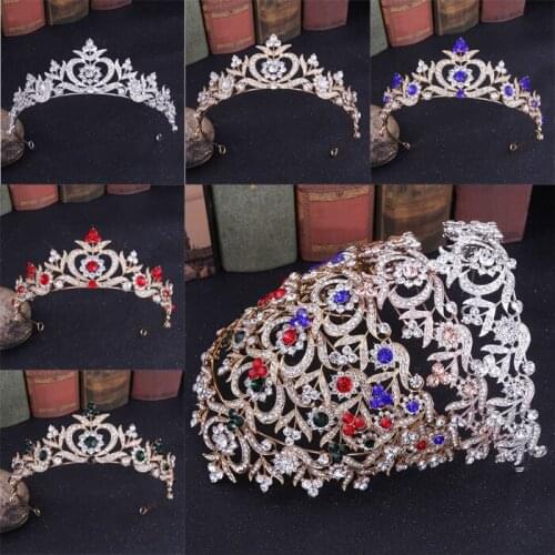 New Green blue orange red Rhinestone Crystal Heart Headband Tiara Bride Crown hair accessories Wedding Korean Hair Ornaments