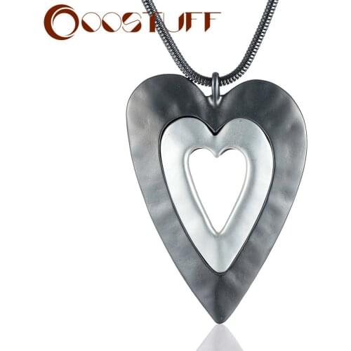 Necklaces & pendants Love Heart Pendant Long Necklace for Women Jewelry Trendy Chunky Big Large Pendants Jewellery Chokers Chain