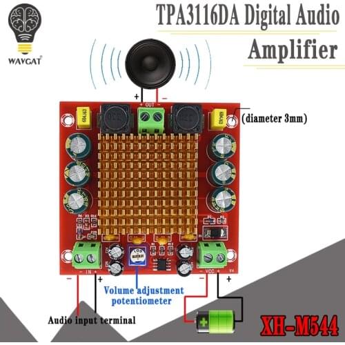 Digital Amplifier Board TPA3116DA TPA3116 150W D2 Mono Channel Digital Power Audio Amplifier Board XH-M544 DC 12V 24V