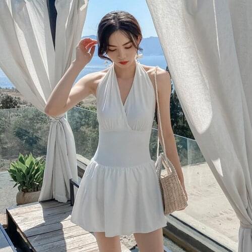 Swimming Suit For Women Push Up Swimwear One Piece Trendy Sexy Korea Swimsuit With Skirt Onepiece Hot Style Solid Fairy Backless