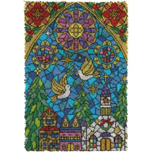 Latch Hook Cushion Kits Pillow Mat DIY Craft Bird Patterns Cross Stitch Needlework Crocheting Cushion Embroidery