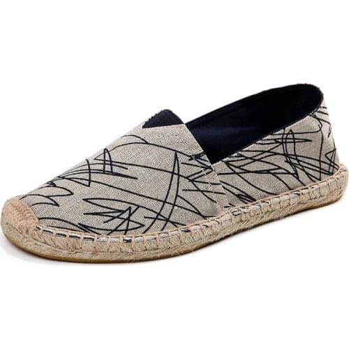 Unisex Linen Casual Shoes Flats Couple Boat Shoes Loafers Mens Fisherman Shoes Handmade Espadrilles Shoes Minimalist Sneakers