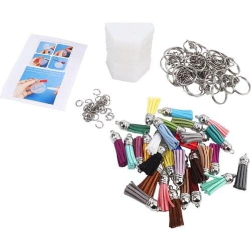 Kili Acrylic Transparent Discs Clear Acrylic Hexagon Keychain Blanks with 30Pcs Key Chains, 30Pcs Colorful Tassel Pendants
