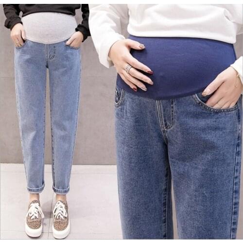 Straight Jeans Pregnancy Abdominal Pants Maternity Clothes For Pregnant Women Boyfriend Pants High Waist Trousers Loose Jeans