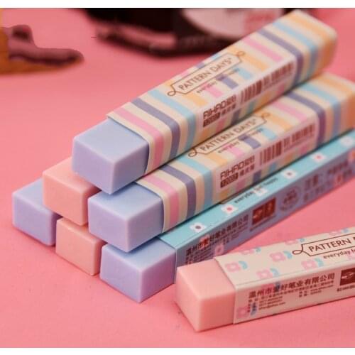 4 Pcs Rainbow Strip Rubber Macarone Beautiful Erasers For Kids Student Examination Special Primary School Gift Kawaii Stationery