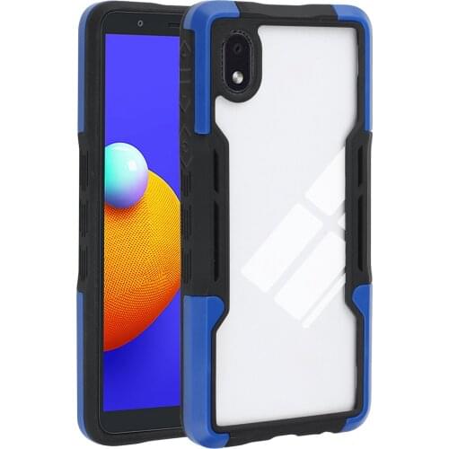 Luxury Transparent Shockproof Armor Case For Samsung Galaxy A01 Core Soft TPU Silicone Bumper Hard PC Protective Back Cover