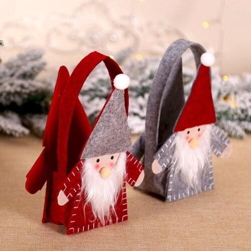 Christmas DIY Non-woven Tote Bag Forester Felt Ornaments Props Tote Bag Gift Bag Kids Candy Bag 24X15 CM