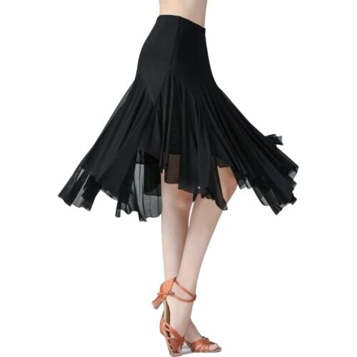 Mesh Irregular Hem Long Skirt Modern Waltz National Standard Dance Wear Splicing Big Hemlines Dancing Stage Practice