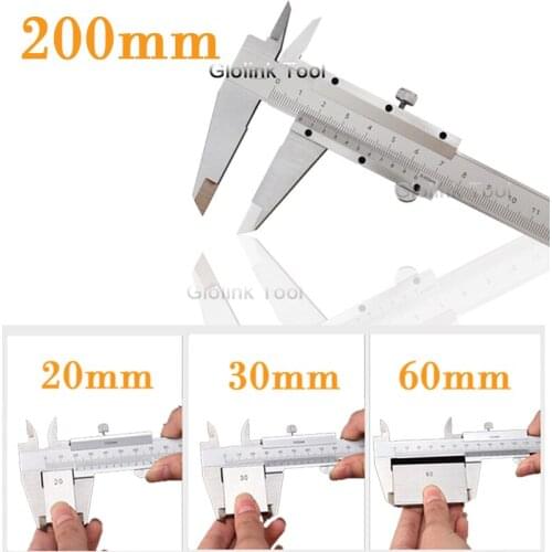 Steel Vernier Caliper with self lock 0-200mm Metal Calipers Gauge Micrometer Pie De Rey Paquimetro Measuring Tools With Box