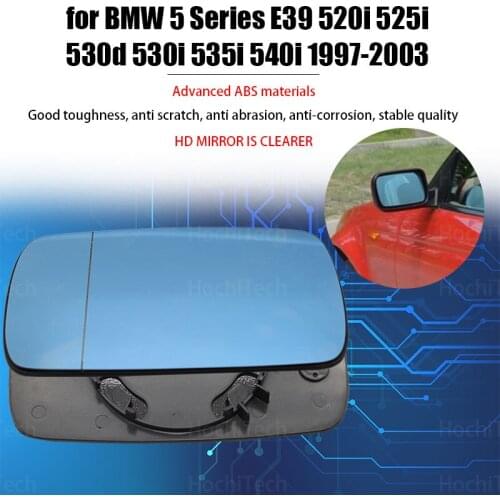 Replacement Electric Wing Left & Right Mirror Glass for BMW 5 Series E39 520i 525i 530d 530i 535i 540i 1997-2003 Blue Heated