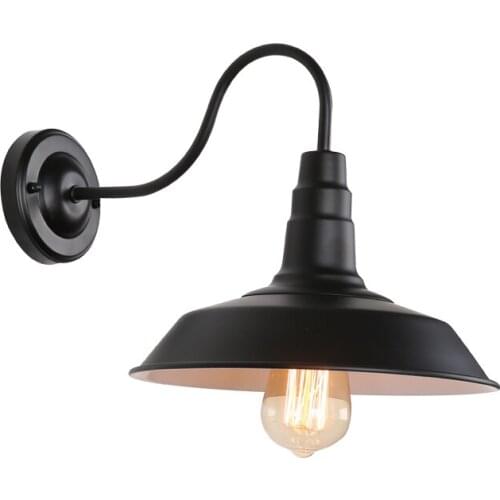 Vintage Wall Lamp Led Light E27 Edison light Loft Retro Iron Paint American Old Style Simplicity Black Pot Cover with Lamp Shade