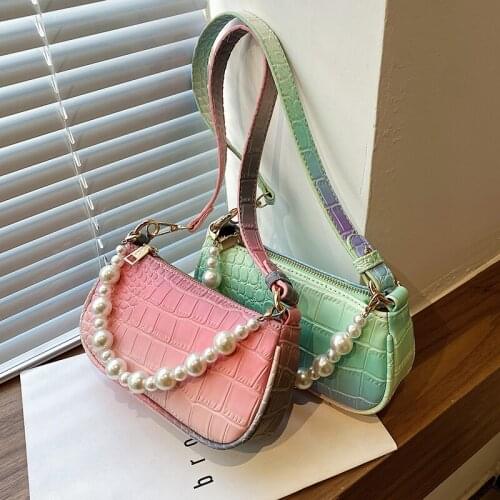 SWDF Pearl Design Stone Pattern PU Leather Shoulder Underarm Bags for Women 2021 Travel Handbag Fashion Luxury Crossbody Purses