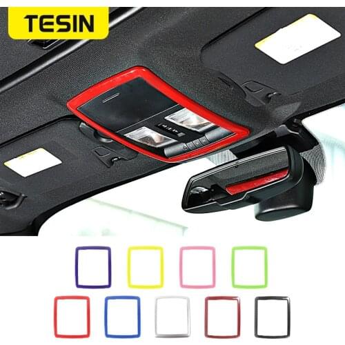 TESIN Interior Mouldings Car Front Roof Reading Light Lamp Cover Trim Decor Frame for Dodge Challenger 2010 Up Car Accessories