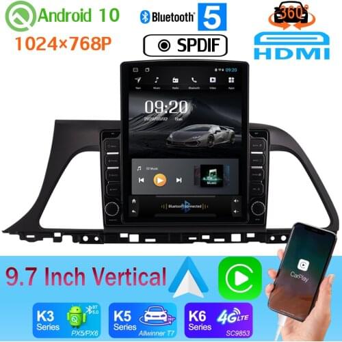 Android 10.0 9.7" Vertical Style Multimedia Player For Hyundai Sonata 9 2015 2016 2017 Car Radio GPS Navigation 4G WiFi CarPlay