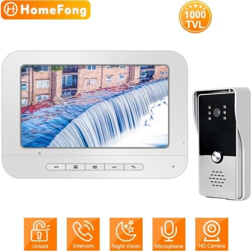 HomeFong Visual Doorbell 1000 TVL 7 Inch Screen Video Door Phone Visual Intercom Waterproof Function Night Vision HD Camera