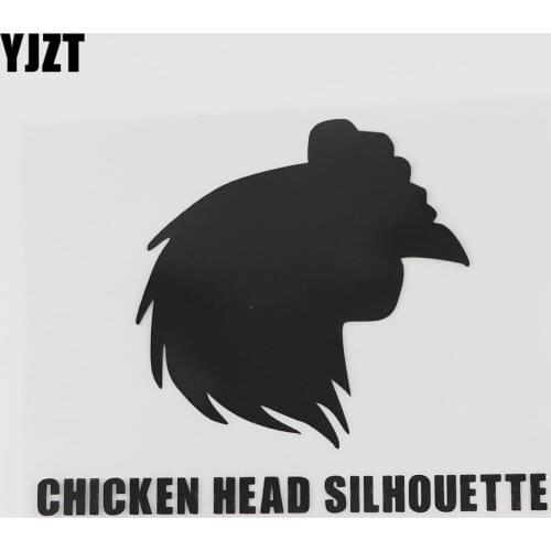 YJZT 13CMX10.3CM Cartoon Chichken Head Silhouette Vinyl Car Sticker Black/Silver 8C-0002