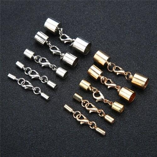 10set Metal Leather Cord Clasp Lobster Clasps Hook Fit 3/4/6/8/10mm Leather Cord Gold Color End Connectors for Jewelry Making