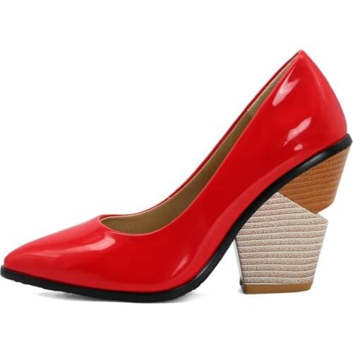 New High Heels Women Pumps Wedge Shoes Woman Brand Designer Patent Wedge Heels Party Office Shoe Casual Pointed Toe Dress Pumps