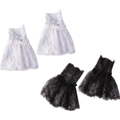 Women Decorated Horn Cuffs Fake Sleeves Crochet Hollow Out Eyelash Floral Lace Autumn Winter Solid Color Sweater Wrist Warmers