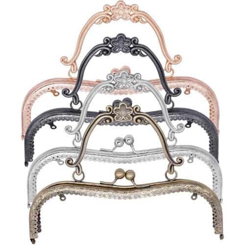 With Handle Knurling Bronze Women Purse Frame Clutch Bag Clasp DIY 20.5cm Vintage Elegant Hardware Accessories High Quality