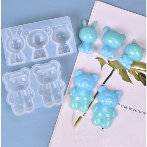 2pcs/3pcs Bear Silicone Mold Fondant Cake Decorating Tool Chocolate Fudge Mold, Sugarcraft, Kitchen Tool