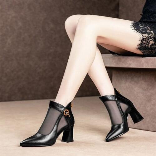 2021 Women Crystal Lace Zip Mesh Pumps Woman High Heels Summer Female Shoes Classics Solid Platform Sandals Ladies Party Shoes