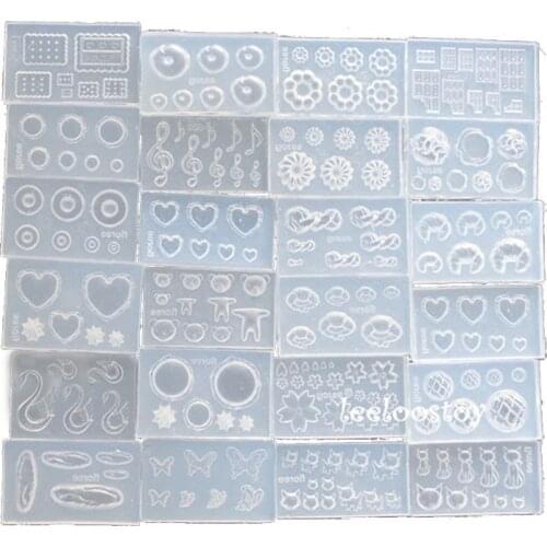 24Pcs Mini Size Food Doughnuts Bread Silicone Mold Flower Cat Heart Template Acrylic Gel Tools Resin Mold Jewelry Making